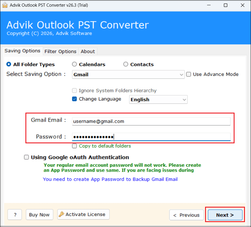 Enter your Gmail login details