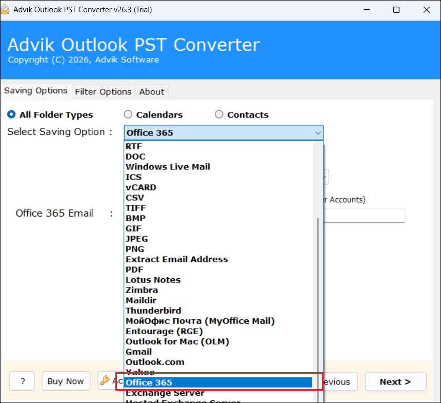 Choose Office 365