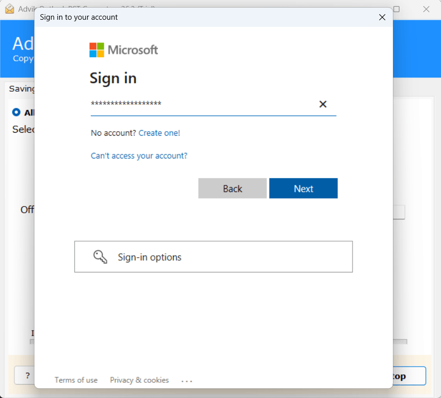enter office 365 login details