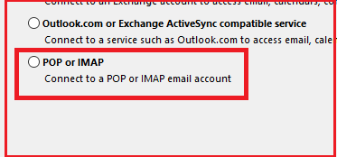 Choose POP or IMAP