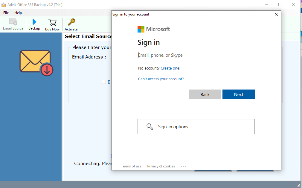 enter your Office 365 login details