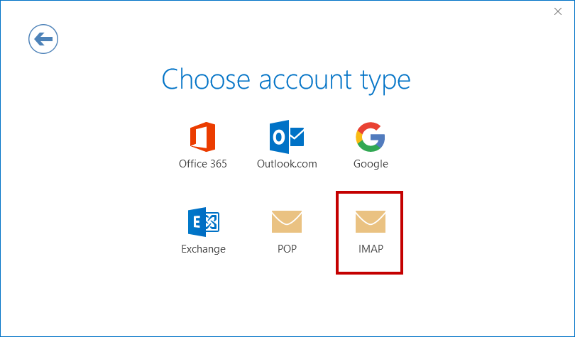 Choose IMAP as Account type