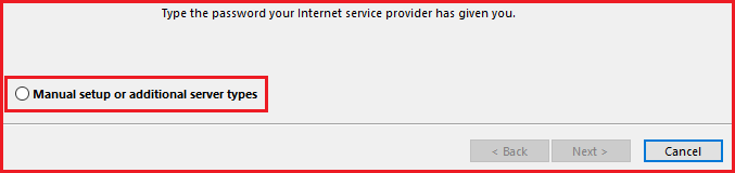 Select manual setup or additional server types