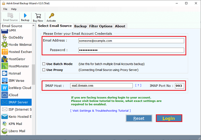 Enter your cPanel account credentials