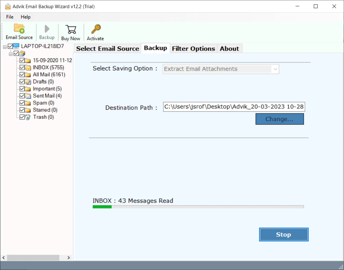 extract attachments from cpanel