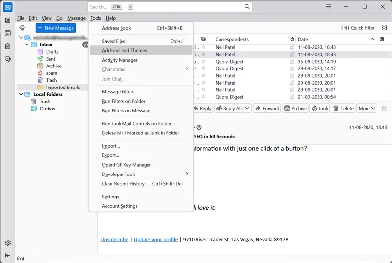 go to Tools>> Add-ons and Themes