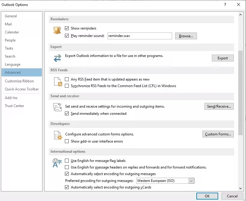 Choose the Advanced option