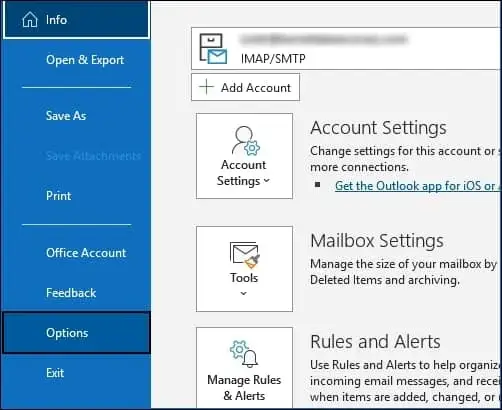 go to File >> Options