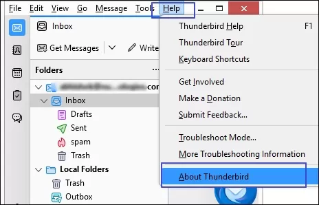 choose About Thunderbird