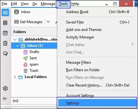 click on Tools >> Settings