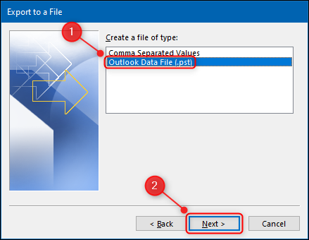Select Outlook Data File