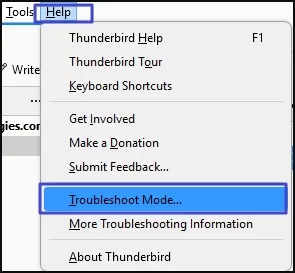 click Help >> Troubleshoot Mode