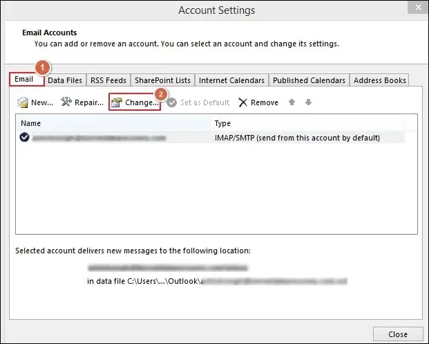 click on the Change button