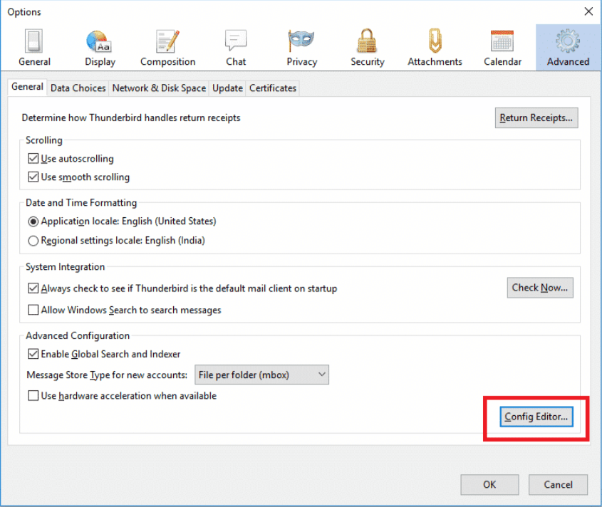 click on Config Editor