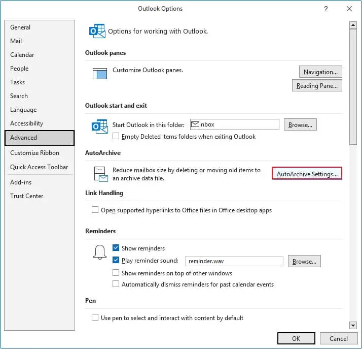 Click on Advanced options