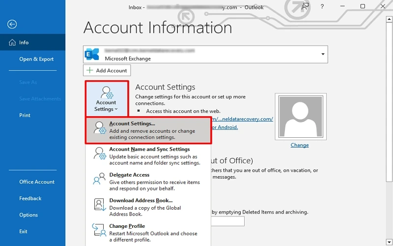 Click on Account Settings> Account Settings