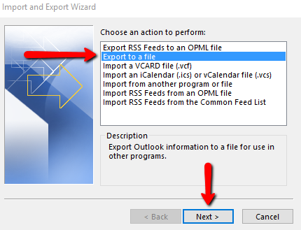 Choose Export to a File
