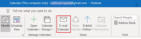 Click on the E-mail Calendar
