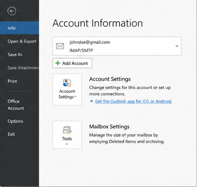 File >> Add Account