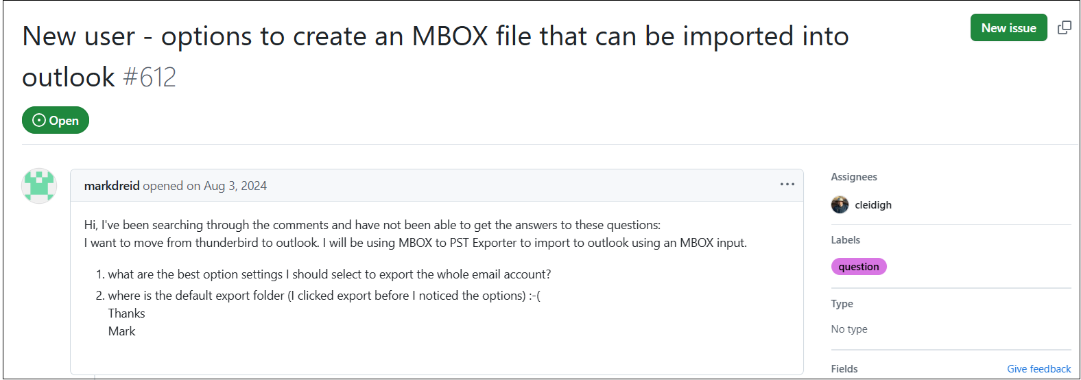 mbox to outlook query