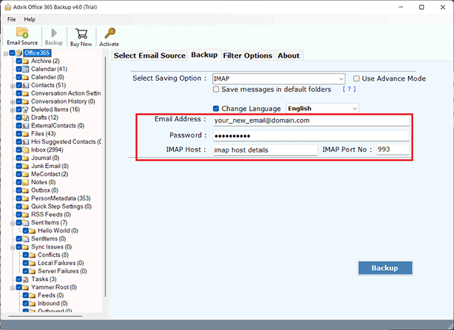 Migrate Office 365 to IMAP Server