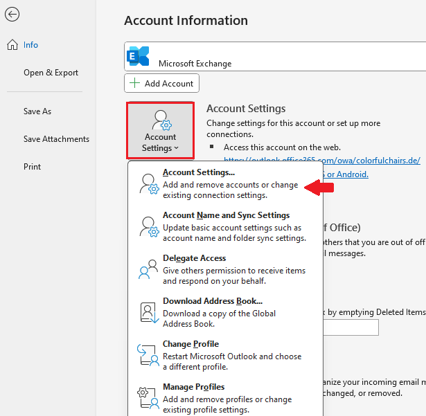 Click on Account Settings >> Account Settings