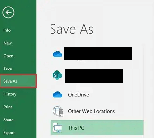 click on File tab and choose Save As