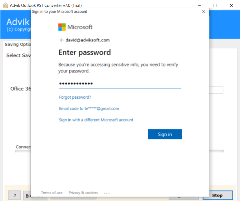 Enter your Microsoft 365 login credentials