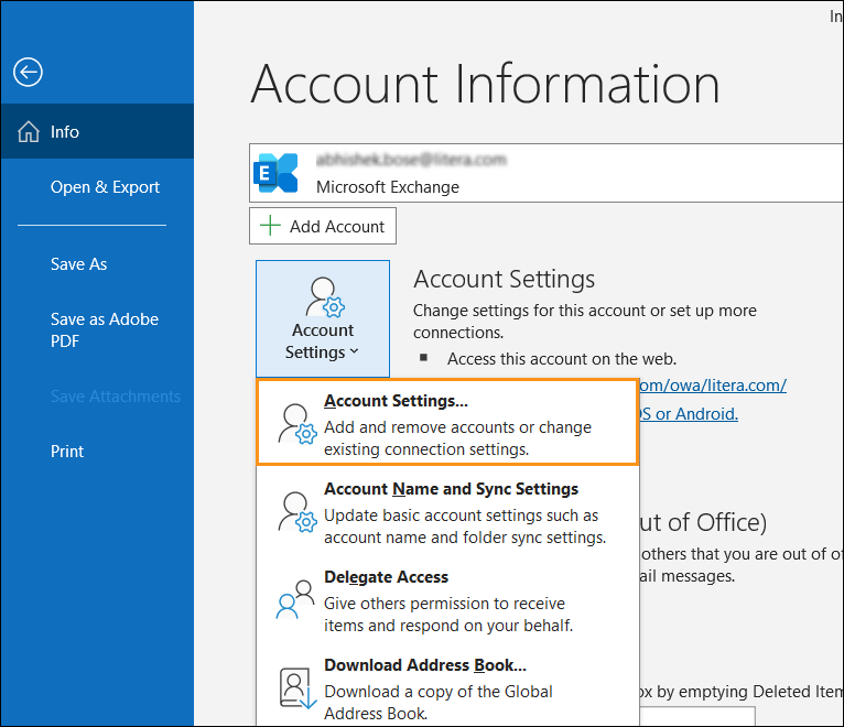 Click on Account settings