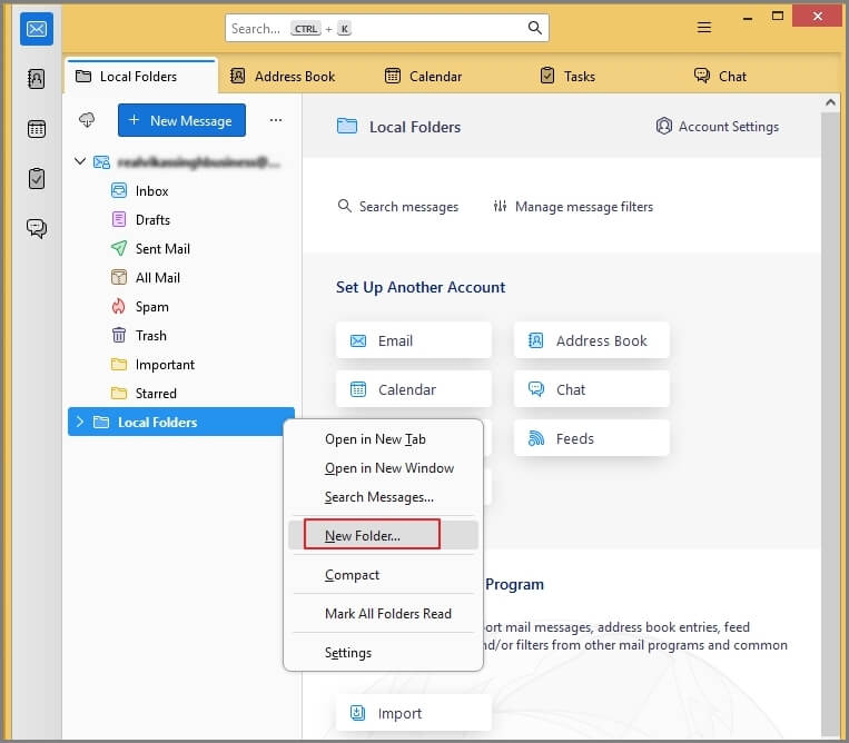 Right-click on Local Folders