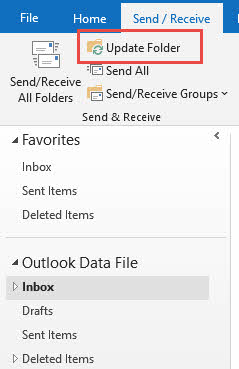 Choose the Update folder option.
