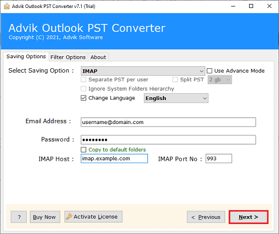 Enter the login details of New Outlook configured account