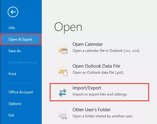 select Import/Export