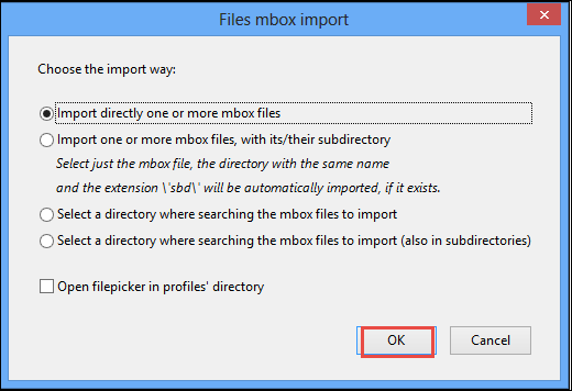 Select your MBOX file from