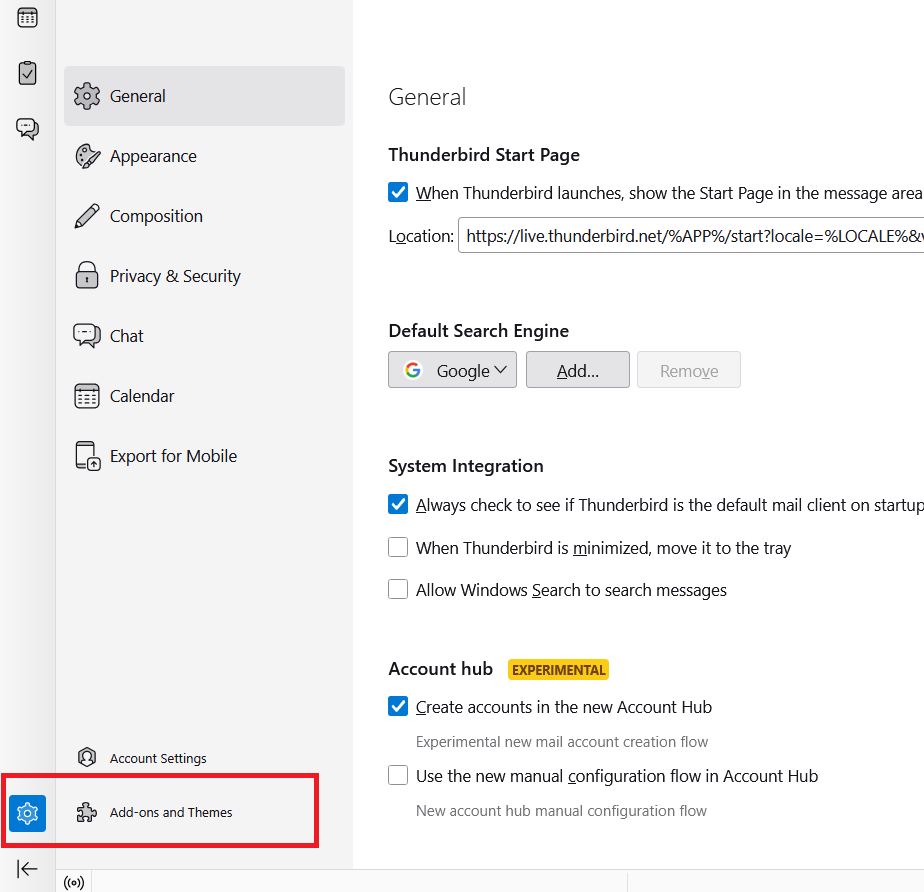 click gear icon and choose add-ons