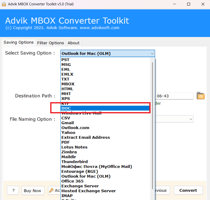 choose DOC option