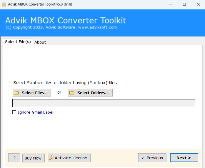select mbox files