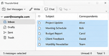 Select emails from Thunderbird