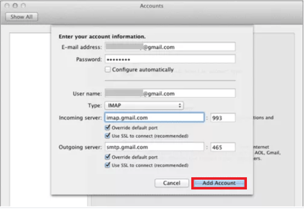 click on "Add Account