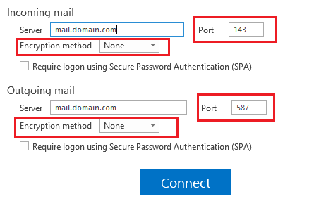 enter IMAP details