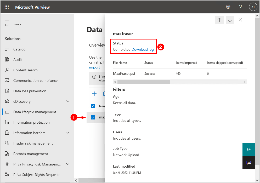 Office 365 import PST