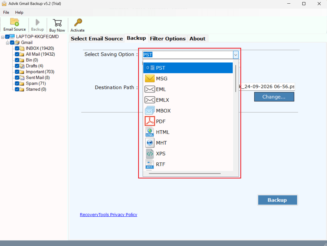 Select any file format