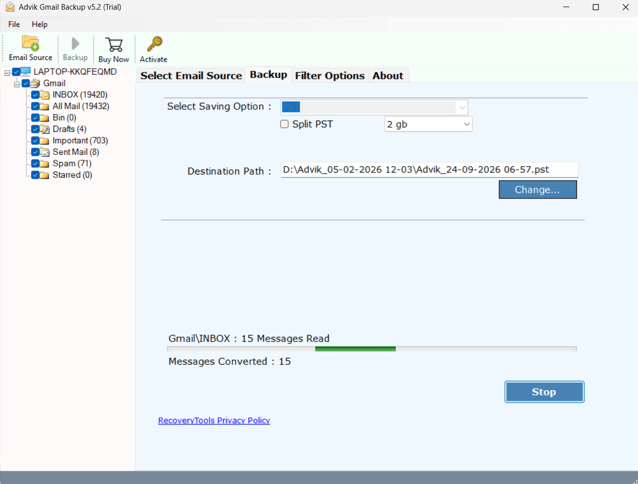 exporting all emails from Gmail