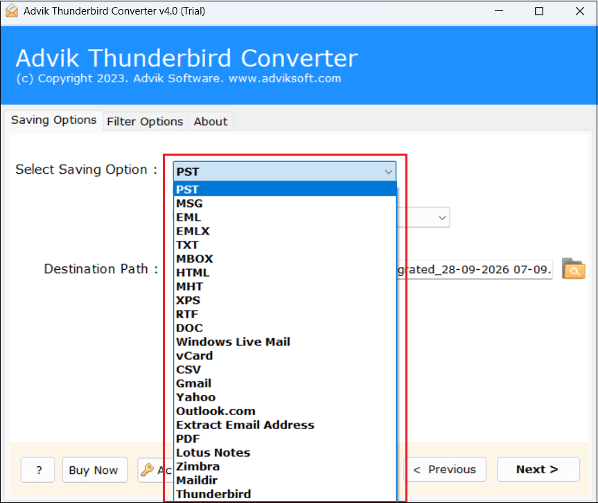 choose saving option