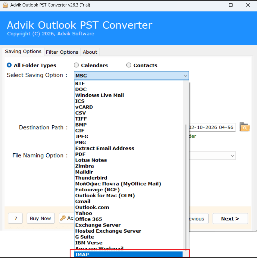 Choose IMAP