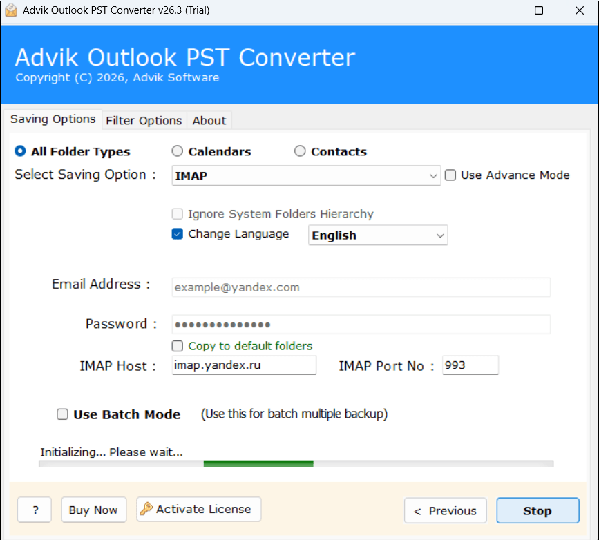 Import PST to Yandex Mail