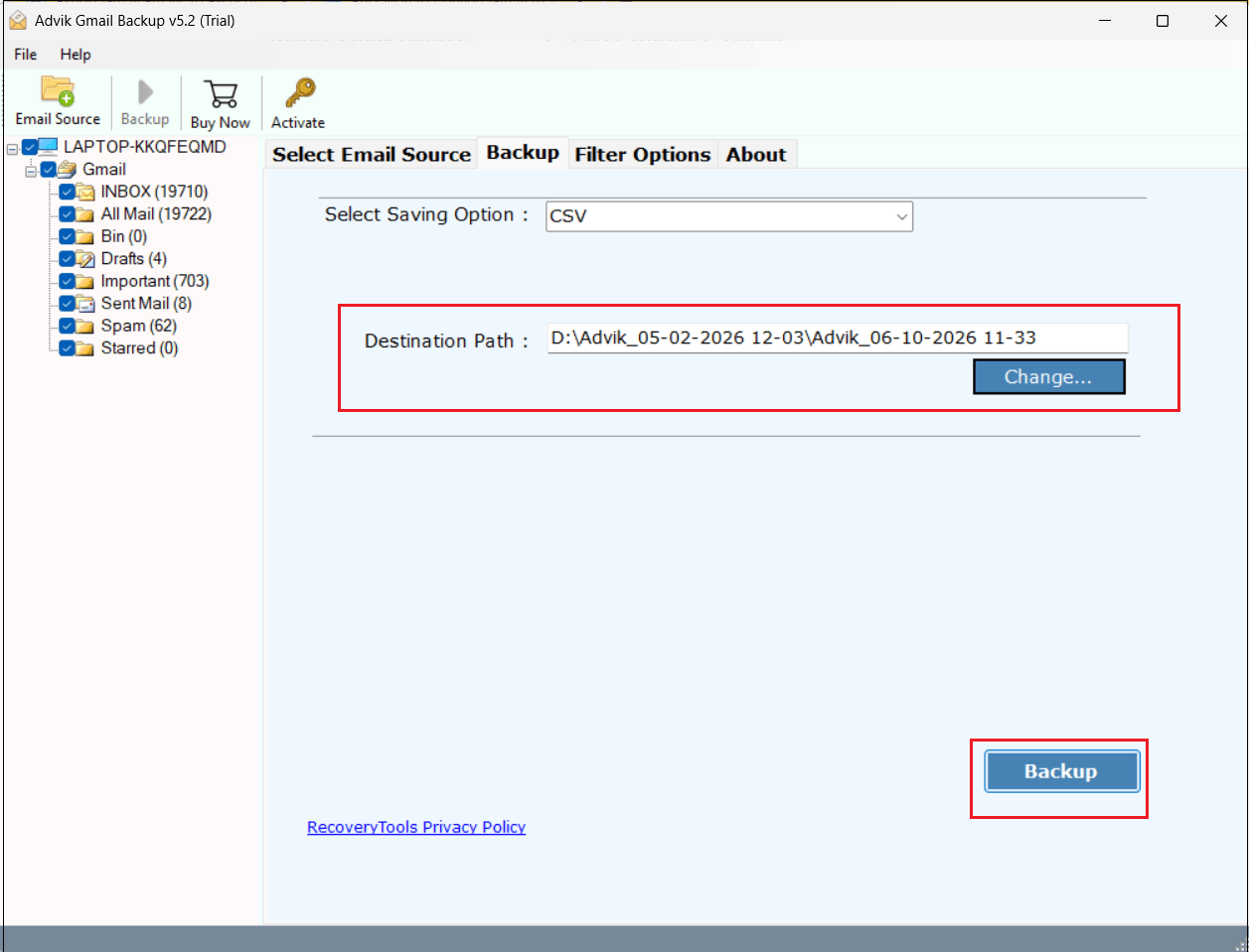 click backup