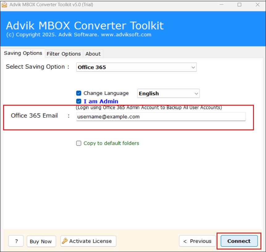 Enter Office 365 email address