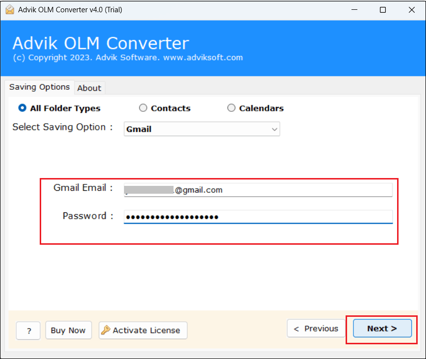 Enter your Gmail login credentials