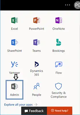 sign into admin center